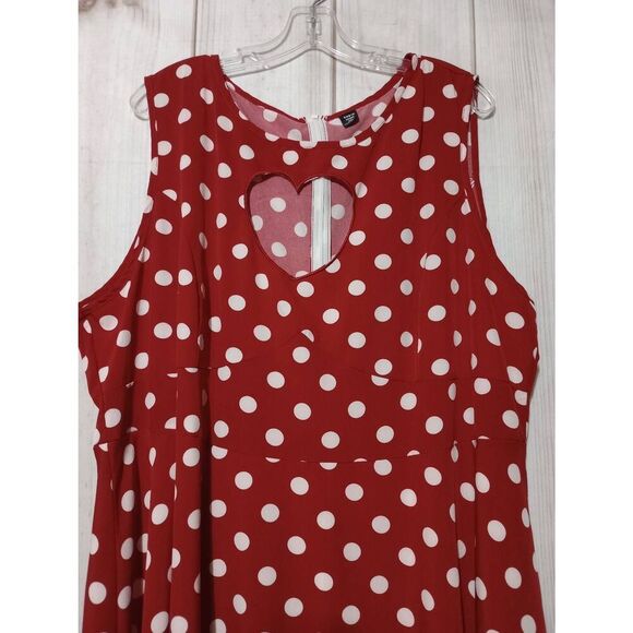 Shein Dress Ladies 4xl Read Measurements Red White Polka Dot Midi Sleeveless Cut - Picture 3 of 7